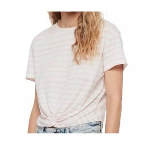 All Saints Carme Stripe Front Knot Tee Short Sleeve Size XS